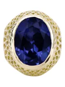 14K жълто злато Сапфир Пръстен Винтидж стил vrc089y